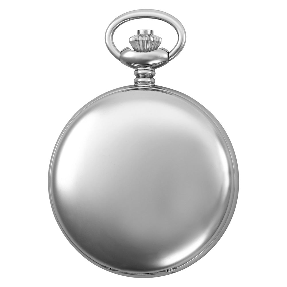 Gotham Men's Silver-Tone Low Vision Bold Number Polished Finish Covered Quartz Pocket Watch # GWC15045SB