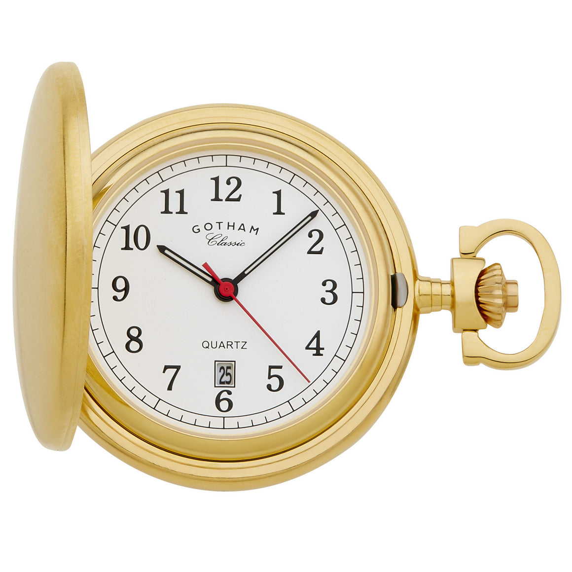 Gotham Men's Gold-Plated Stainless Steel Classic Series Brushed Covered Quartz Pocket Watch # GWC14125G