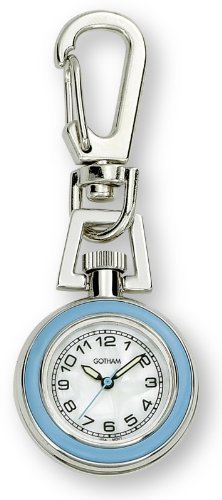 Gotham Unisex Silver-Tone Analog Quartz Keychain Clip Fob Watch # GWC18107-6